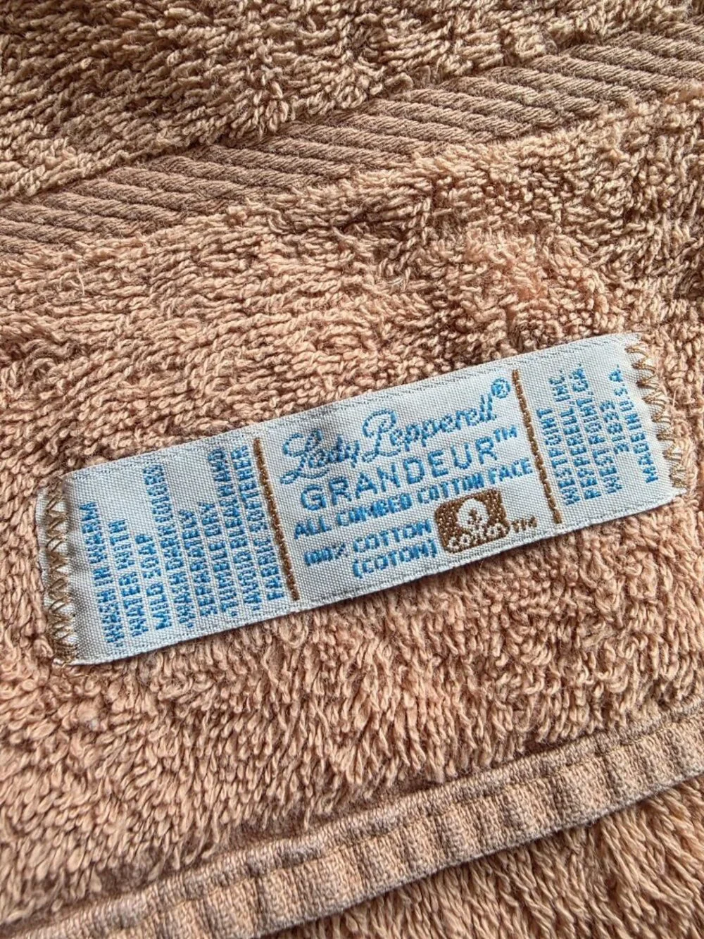 Lady Pepperell Grandeur Peach Bath Towel 100% Cotton 24x16 Vintage Made In Brazi